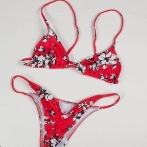 Floral Red Bikini